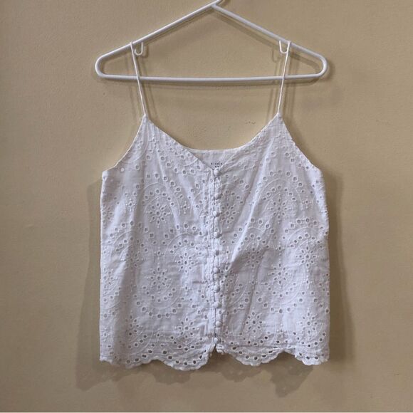 Elodie  White Eyelet Crochet Button Front Cami - Picture 3 of 7